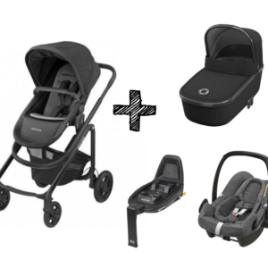 Kinderwagen 2in1 Maxi-Cosi Lila CP Essential Black + Maxi-Cosi Rock Sparkling Grey + FamilyFix2