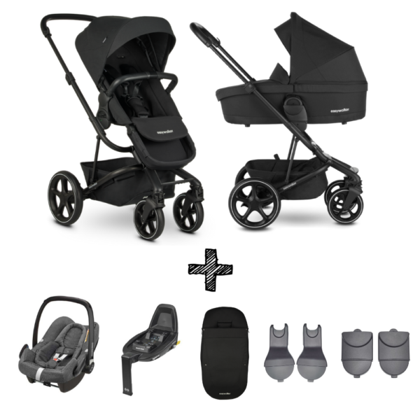 Kinderwagen Easywalker Harvey3 Shadow Black inclusief Autostoel Maxi-Cosi Rock & Accessoirepakket