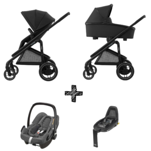 Kinderwagen Maxi-Cosi Plaza+ Essential Black inclusief Autostoel Rock & Base