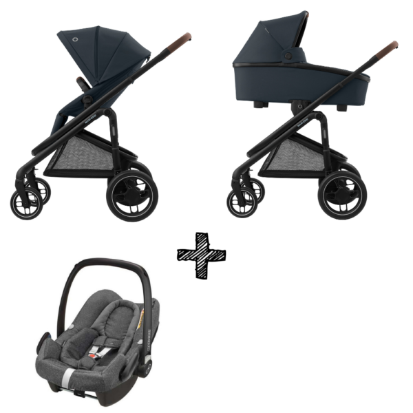 Kinderwagen Maxi-Cosi Plaza+ Essential Graphite inclusief Autostoel Rock