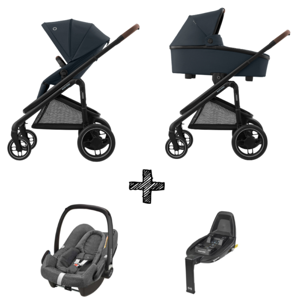 Kinderwagen Maxi-Cosi Plaza+ Essential Graphite inclusief Autostoel Rock & Base