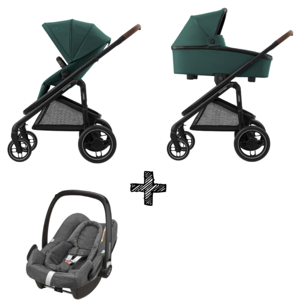 Kinderwagen Maxi-Cosi Plaza+ Essential Green inclusief Autostoel Rock