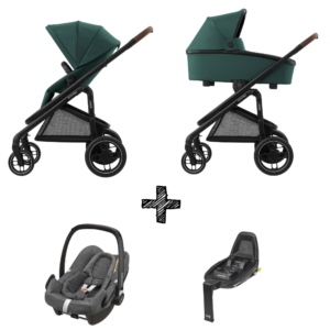 Kinderwagen Maxi-Cosi Plaza+ Essential Green inclusief Autostoel Rock & Base