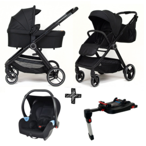 Kinderwagen NoviNeo Black/Black Grip 3in1 Inclusief Autostoel Onyx Black + Base