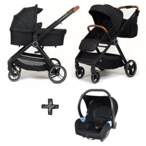 Kinderwagen NoviNeo Black/Cognac Grip 3in1 Inclusief Autostoel