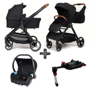 Kinderwagen NoviNeo Black/Cognac Grip 4in1 Inclusief Autostoel & Isofixbase