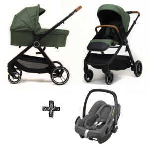 Kinderwagen NoviNeo Green/Cognac Grip 3in1 Inclusief Maxi-Cosi Rock