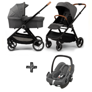 Kinderwagen NoviNeo Grey/Cognac Grip 3in1 Inclusief Maxi-Cosi Rock