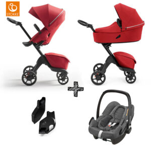 Kinderwagen Stokke® Xplory® X Ruby Red met Maxi-Cosi & Adapterset