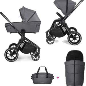 Quick 3.0 Kinderwagen Inclusief reiswieg - wandelwageninzet - regenhoes- muggennet Graphite