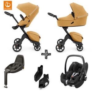 Set | Kinderwagen Stokke® Xplory® X Golden Yellow met Maxi-Cosi Pebble Pro & Isofixbase & Adapterset