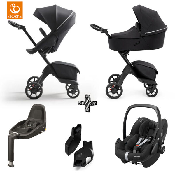 Set | Kinderwagen Stokke® Xplory® X Rich Black met Maxi-Cosi Pebble Pro & Isofixbase & Adapterset