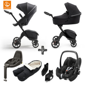 Set | Kinderwagen Stokke® Xplory® X Rich Black met Maxi-Cosi Pebble Pro & Isofixbase & Voetenzak & Adapterset