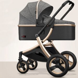 Ellanora®️ Omkeerbare luxe kinderwagen - 2-in-1 converteerbare kinderwagen - opvouwbare hoogliggende kinderwagen - omkeerbare wieg voor pasgeborenen - draagvermogen van 15 kg - Grijs