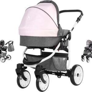 Friedrich Hugo Combi Kinderwagen Berlin 3 In 1 Grey And Light Rose Day / Roze Grijs