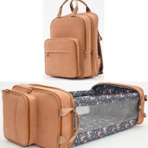 Luiertas Rugtas & Reiswieg opvouwbaar 2-in-1 Babytas Vegan Leather Bruin