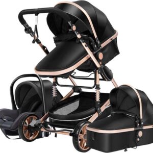 Magic Kinderwagen 3 in 1 Combi Zwart & Goud Incl. Baby Gifts