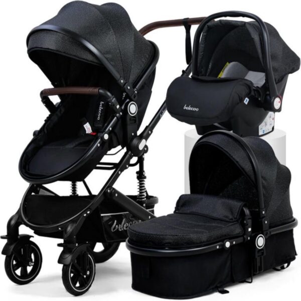 Belecoo® Premium Kinderwagen 3 In 1 - Baby wagen - Kinderwagen met stoel en wieg - Baby autostoeltje - Anti-Shock