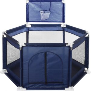 Ellanora® 2-in-1 6 Zijdig Baby Box Blauw Met Bal Frame - Kinderen - Peuter - Speel Box - Spelen - Play - speelgoed opberging - ballenbak