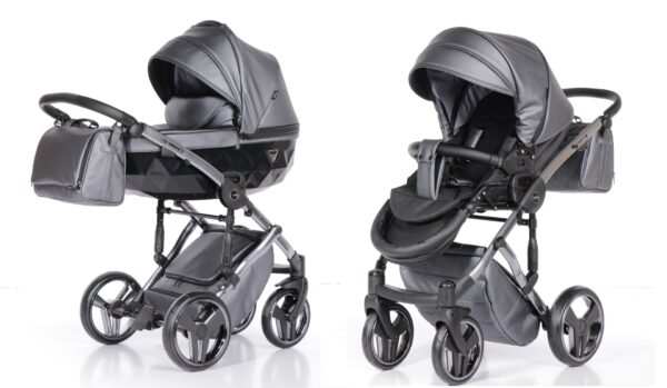 Kinderwagen Junama Fluo Line 4-in-1 Grey/Silver + Autostoel Junama incl. Adapterset & Isofix Base