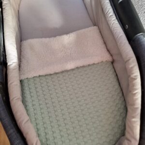 Kinderwagen deken - witte teddy - mint - 60 x 80 cm