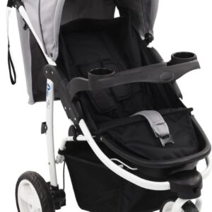 Kinderwagen met 3 wielen grijs en zwart