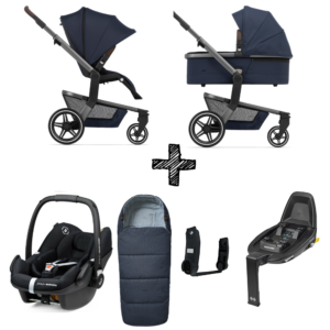 Set Compleet | Kinderwagen Joolz Hub+ Navy Blue + Voetenzak & Autostoel & Base & Adapterset